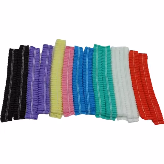 Wholesale Disposable PP Non Woven Strip Clip Cap Bouffant Head Cover Hair Net Doctor Hat Round Mob Cap